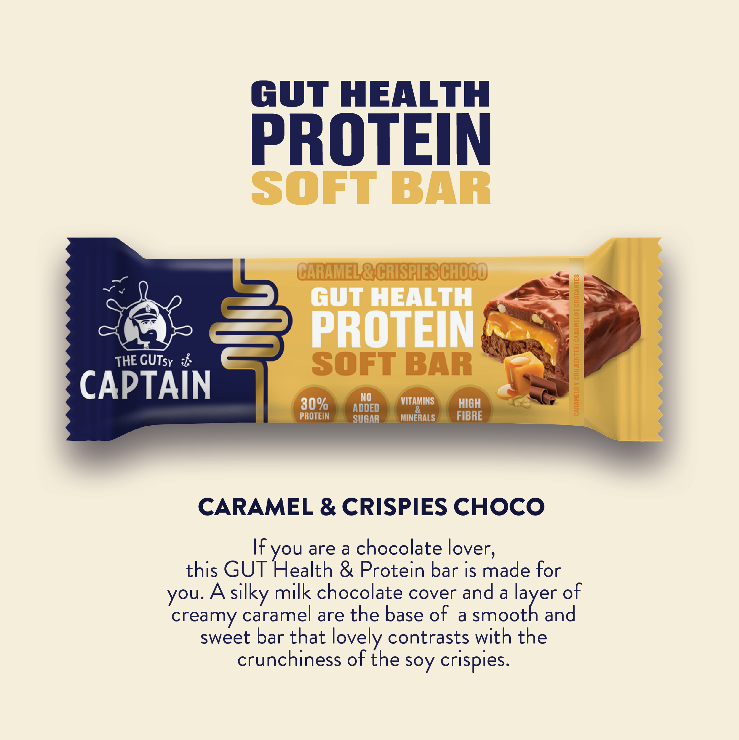 GUTsy Captain PROTEIN SOFT BAR - Chocolate Caramel Crispies 12 x 50g