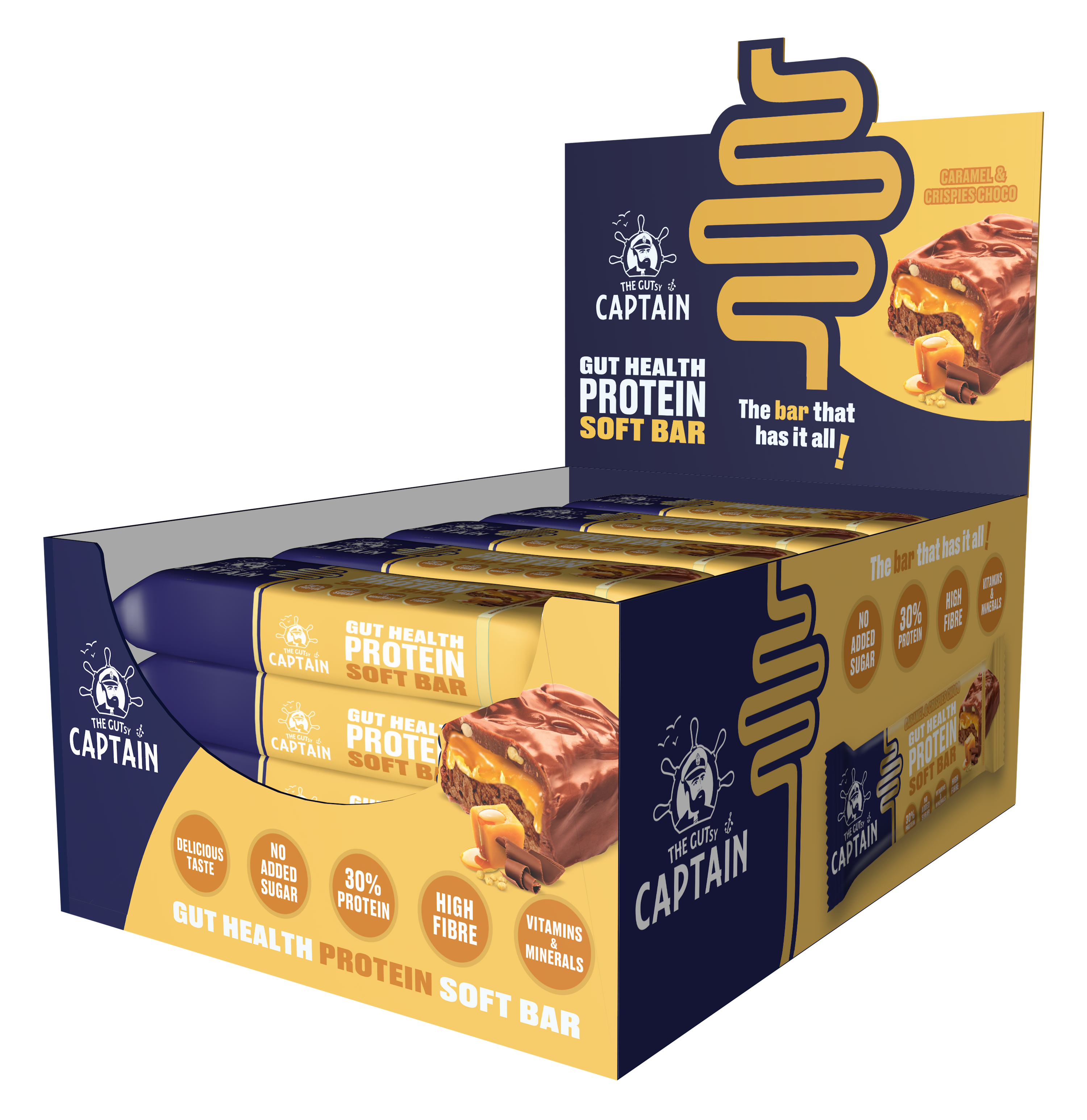 GUTsy Captain PROTEIN SOFT BAR - Chocolate Caramel Crispies 12 x 50g