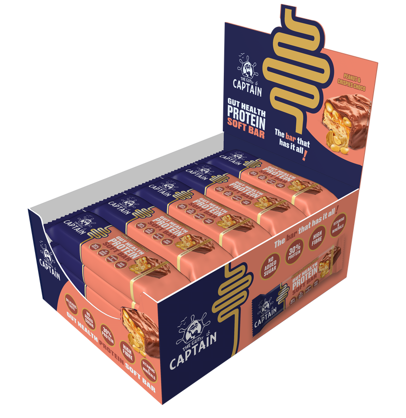 GUTsy Captain PROTEIN SOFT BAR - Peanut & Caramel Crispies 12 x 50g